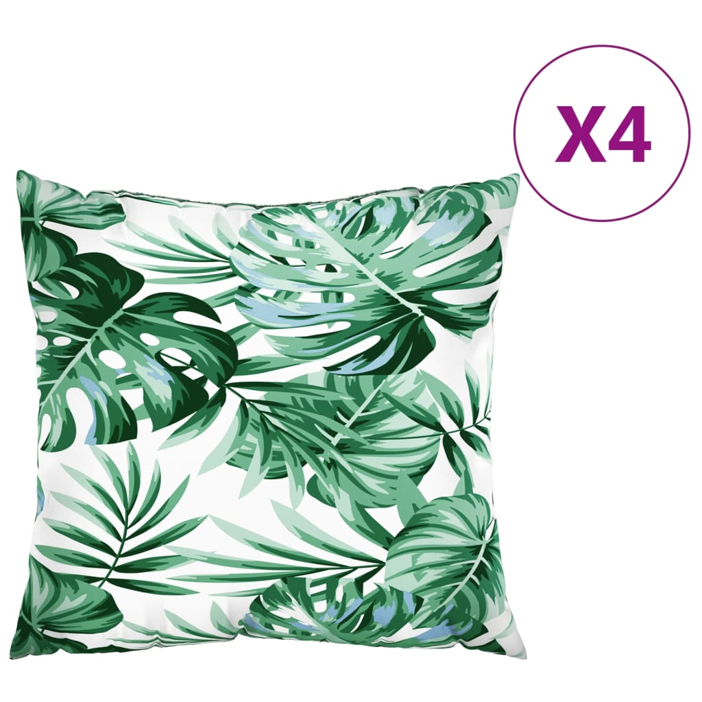 vidaXL Polštáře na pohovku 4 ks vzor listů 60 x 60 cm textil