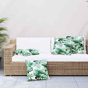 Polštáře na pohovku 4 ks vzor listů 60 x 60 cm textil - obrázek 1