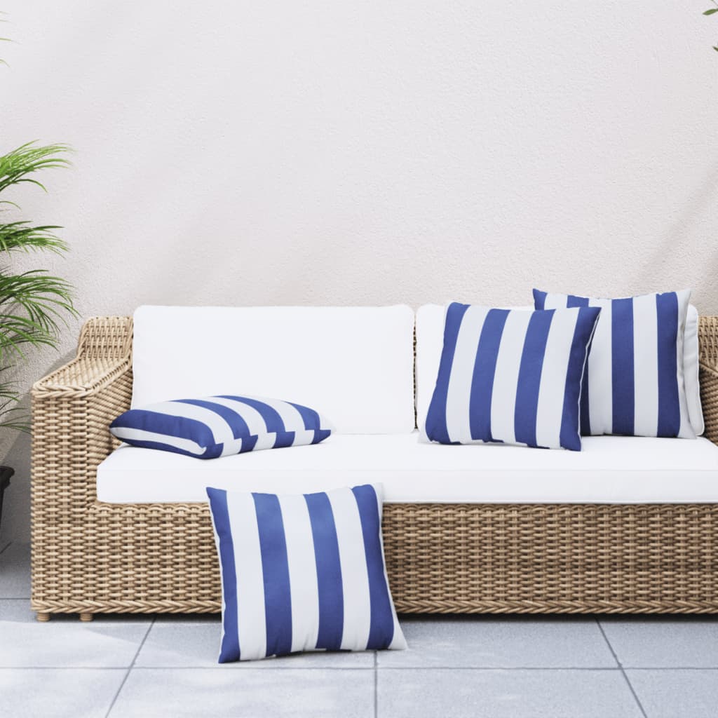 vida XL Zierkissen 4 Stk. Blau & Weiß Gestreift 60x 60 cm Stoff