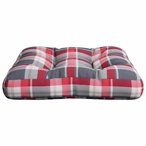 Poduška na palety červená károvaná 50 x 50 x 12 cm textil - obrázek 5