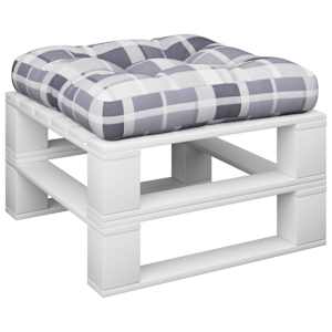 Poduška na palety šedá károvaná 50 x 50 x 12 cm textil - obrázek 3