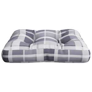 Poduška na palety šedá károvaná 50 x 50 x 12 cm textil - obrázek 5