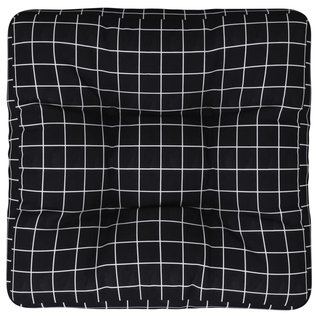 Pernă de paleți, negru, carouri, 50x50x12 cm, textil