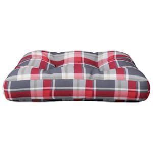 Poduška na palety červená károvaná 60 x 60 x 12 cm textil - obrázek 4