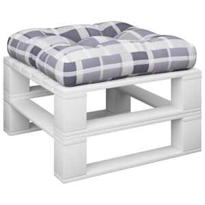 Poduška na palety šedá károvaná 60 x 60 x 12 cm textil - obrázek 3