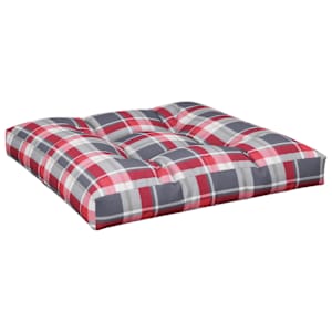Poduška na palety červená károvaná 70 x 70 x 12 cm textil - obrázek 2