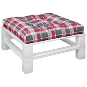 Poduška na palety červená károvaná 70 x 70 x 12 cm textil - obrázek 3