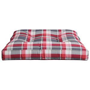 Poduška na palety červená károvaná 70 x 70 x 12 cm textil - obrázek 5