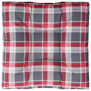 Poduška na palety červená károvaná 70 x 70 x 12 cm textil - obrázek 6