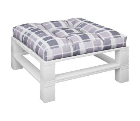 vidaXL パレットクッション グレーチェック柄 70x70x12 cm ファブリック