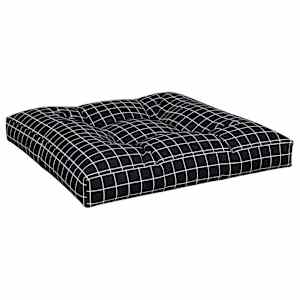 Poduška na palety černá károvaná 70 x 70 x 12 cm textil - obrázek 4
