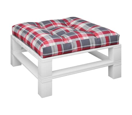 vidaXL Cuscino per Pallet a Quadri Rossi 80x80x12 cm in Tessuto