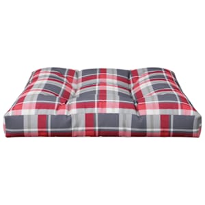 Poduška na palety červená károvaná 80 x 80 x 12 cm textil - obrázek 4