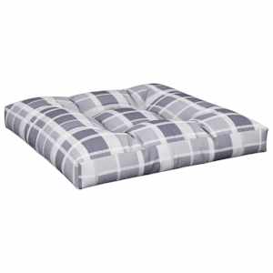 Poduška na palety šedá károvaná 80 x 80 x 12 cm textil - obrázek 2