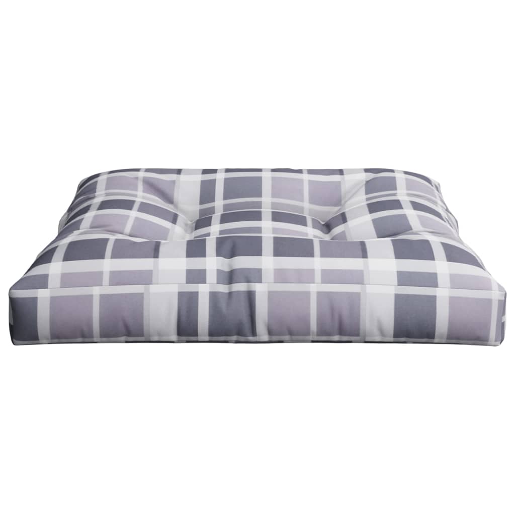 vidaXL Palletkussen 80x80x12 cm stof ruitpatroon grijs, foto 4
