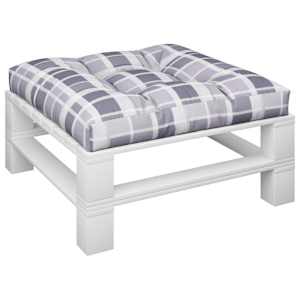 Poduška na palety šedá károvaná 80 x 80 x 12 cm textil - obrázek 3