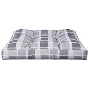 Poduška na palety šedá károvaná 80 x 80 x 12 cm textil - obrázek 4