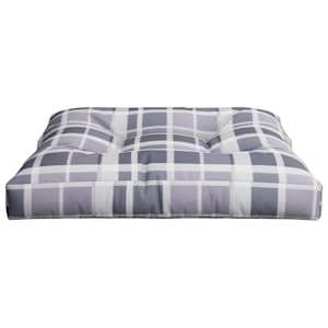 Poduška na palety šedá károvaná 80 x 80 x 12 cm textil - obrázek 5