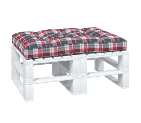 vidaXL Палетна възглавница, червено каре, 120x80x12 см, текстил