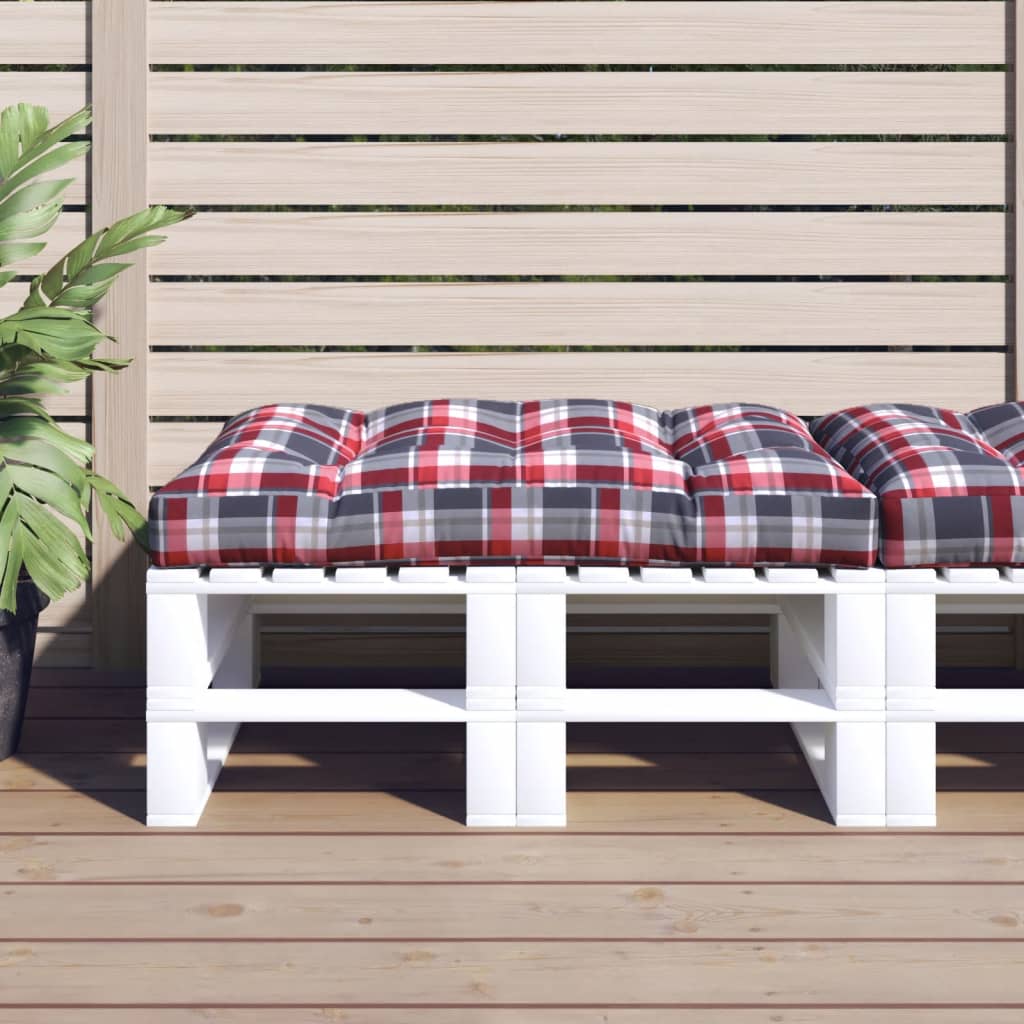 vidaXL Pernă de paleți, roșu carouri, 120x80x12 cm, material textil