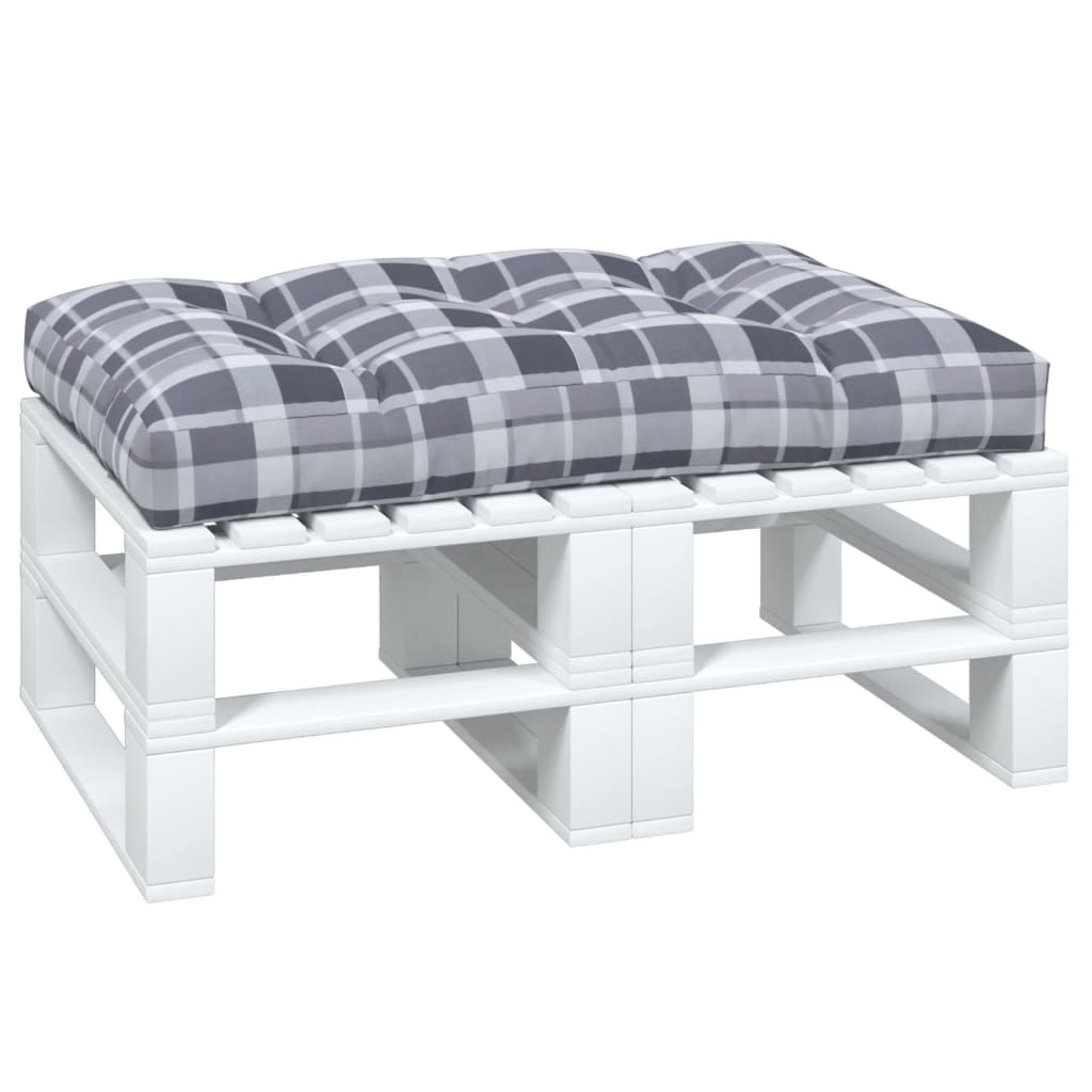 vidaXL Palletkussen 120x80x12 cm stof ruitpatroon grijs afbeelding