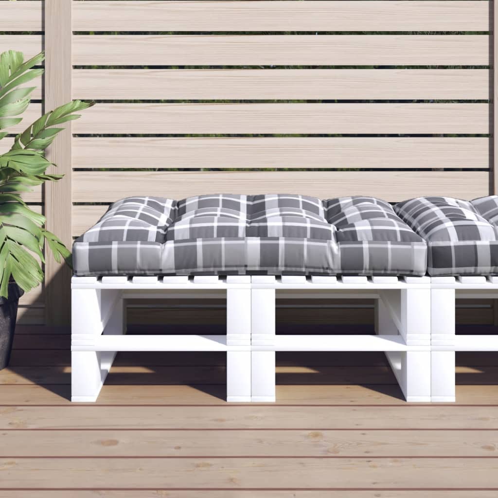vidaXL Pernă de paleți, gri carouri, 120x80x12 cm, material textil