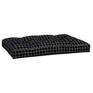 Poduška na palety černá károvaná 120 x 80 x 12 cm textil - obrázek 4
