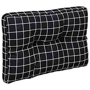 Poduška na palety černá károvaná 50 x 40 x 12 cm textil - obrázek 4
