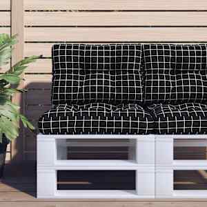 Poduška na palety černá károvaná 50 x 40 x 12 cm textil - obrázek 1
