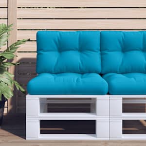 Poduška na palety světle modrá 60 x 40 x 12 cm textil - obrázek 1