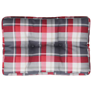 Poduška na palety červená károvaná 60 x 40 x 12 cm textil - obrázek 2