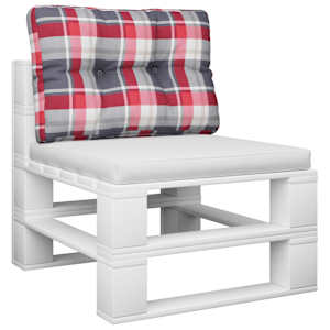 Poduška na palety červená károvaná 60 x 40 x 12 cm textil - obrázek 3
