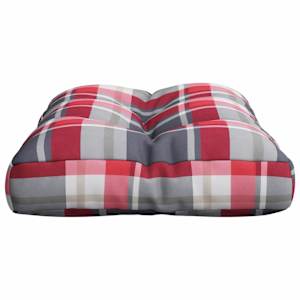 Poduška na palety červená károvaná 60 x 40 x 12 cm textil - obrázek 6