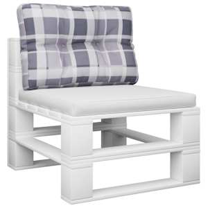 Poduška na palety šedá károvaná 60 x 40 x 12 cm textil - obrázek 3