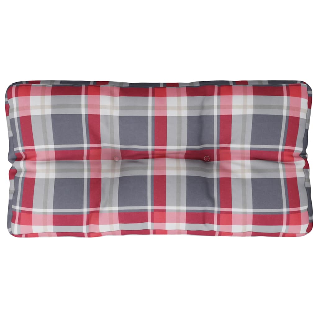 vidaXL Poduška na palety červená károvaná 70 x 40 x 12 cm textil