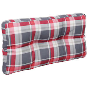 Poduška na palety červená károvaná 70 x 40 x 12 cm textil - obrázek 4