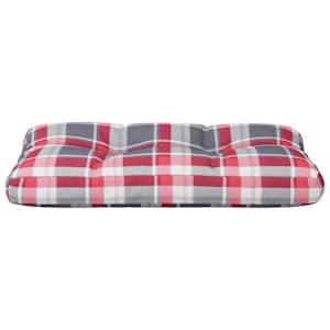 Poduška na palety červená károvaná 70 x 40 x 12 cm textil - obrázek 5