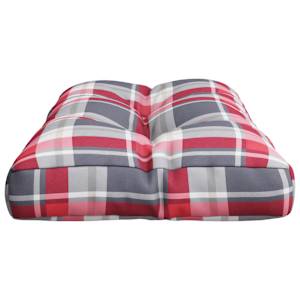 Poduška na palety červená károvaná 70 x 40 x 12 cm textil - obrázek 6