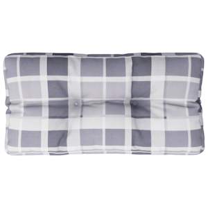 Poduška na palety šedá károvaná 70 x 40 x 12 cm textil - obrázek 2