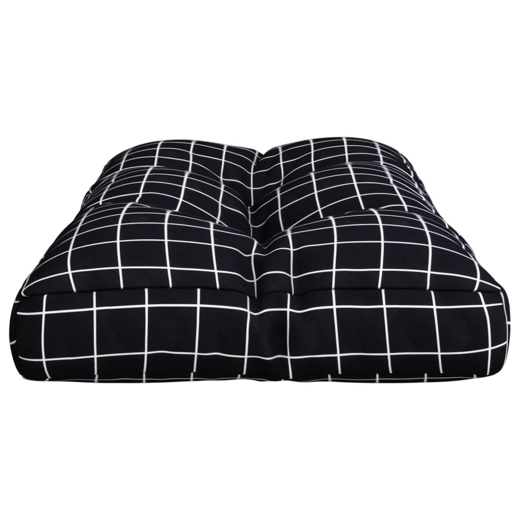 Палетна възглавница, черно каре, 70x40x12 см, текстил