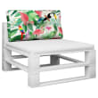 Coussin De Palette Multicolore 70x40x12 Cm - Tissu Imperméable Oiseaux Fleurs - Intérieur Extérieur