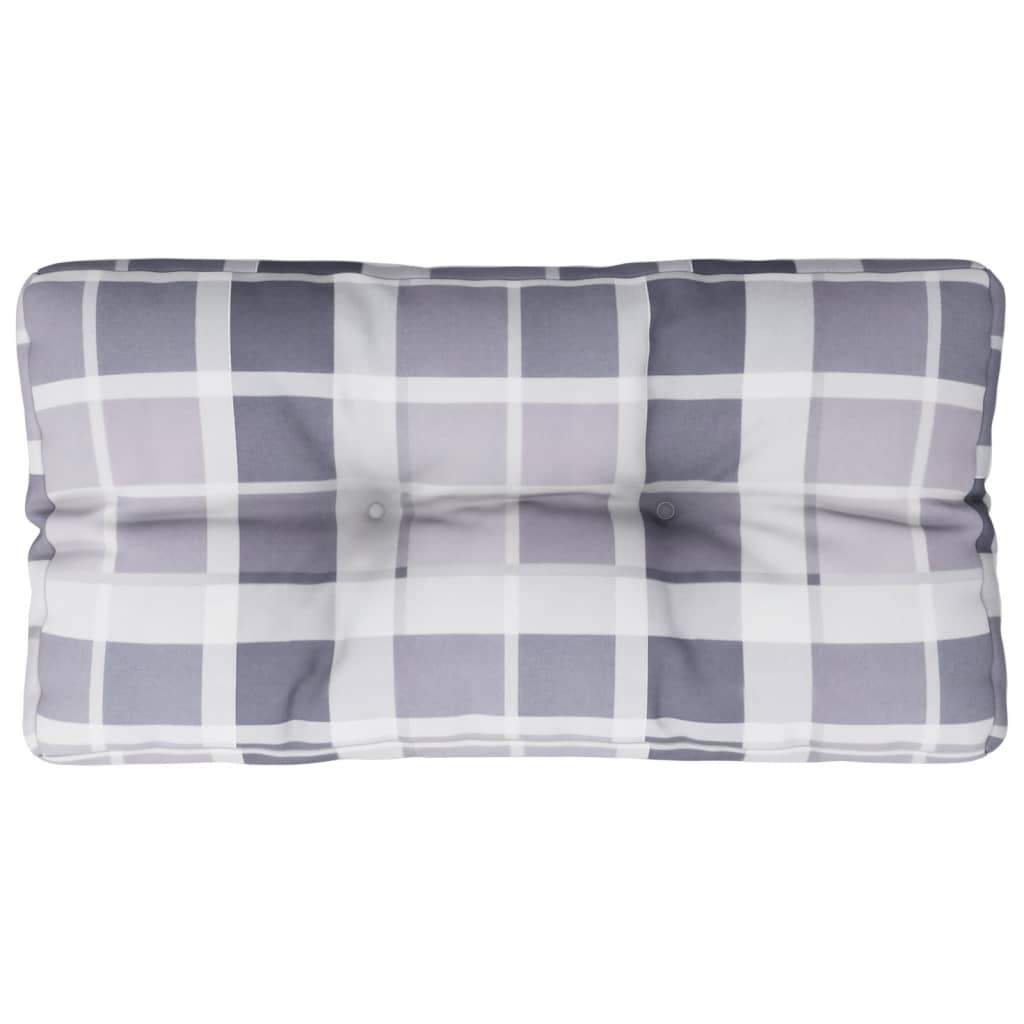 vidaXL Poduška na palety šedá károvaná 80 x 40 x 10 cm textil
