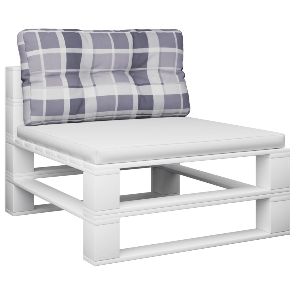 vidaXL Palletkussen ruitpatroon 80x40x12 cm stof ruitpatroon grijs afbeelding