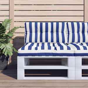 Poduška na palety modré a bílé pruhy 80 x 40 x 12 cm textil - obrázek 1