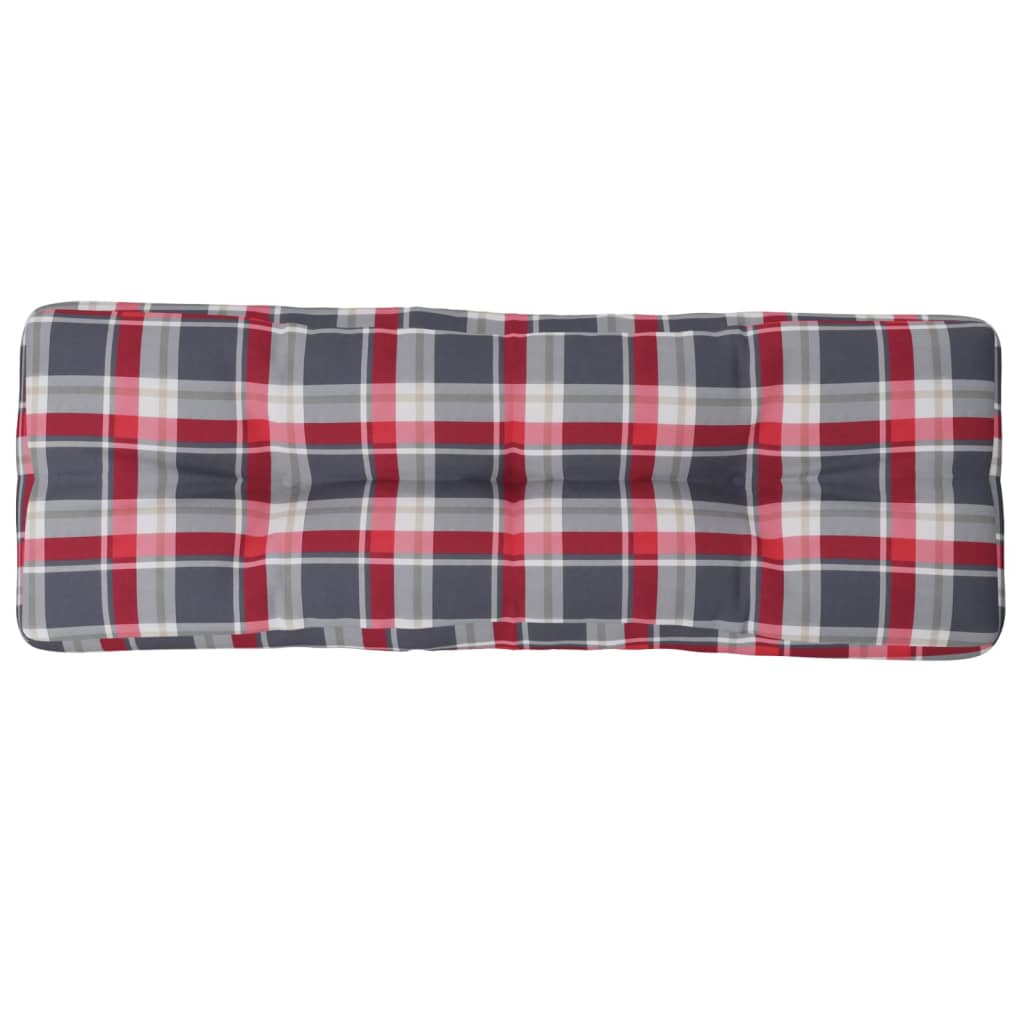 vidaXL Podložka na paletový nábytok, červené kocky 120x40x12 cm, látka