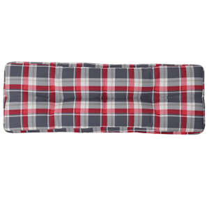 Poduška na palety červená károvaná 120 x 40 x 12 cm textil - obrázek 2