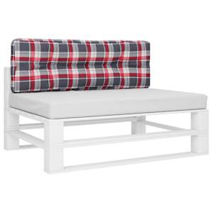 Poduška na palety červená károvaná 120 x 40 x 12 cm textil - obrázek 3