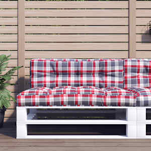 Poduška na palety červená károvaná 120 x 40 x 12 cm textil - obrázek 1