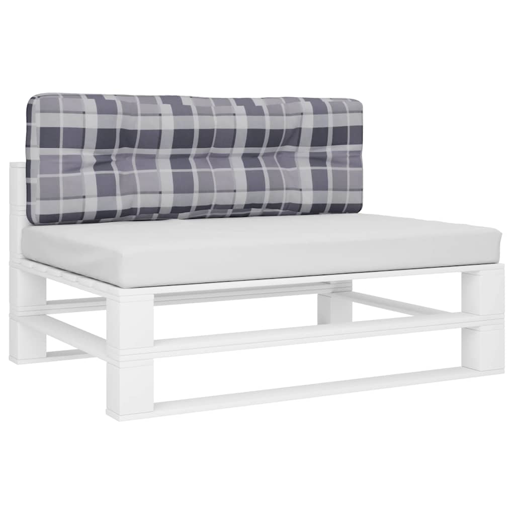 vidaXL Palletkussen 120x40x12 cm stof ruitpatroon grijs afbeelding