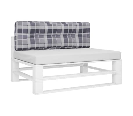 vidaXL Cuscino per Pallet a Quadri Grigi 120x40x12 cm in Tessuto